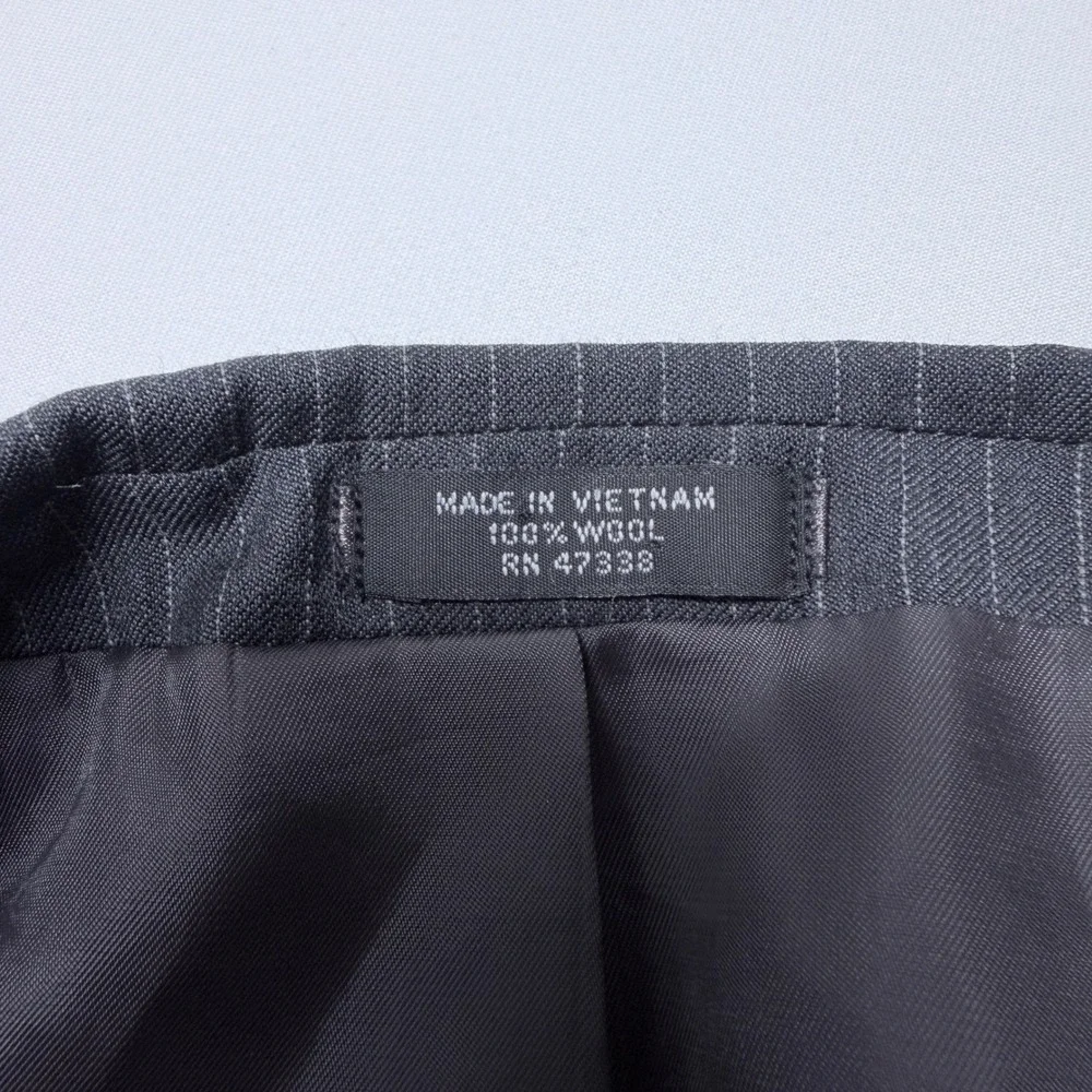 Jones New York 100% Wool Pinstripe Blazer Charcoal Grey Suit Jacket RN